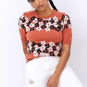 MAEVE by ANTHROPOLOGIE Jacquard Knit Tee in Honey